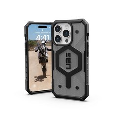 URBAN ARMOR GEAR UAG 케이스 [업데이트 버전] 아이폰 15 프로 케이스 6.1인치 패스파인더 클리어 아이스/실버 내장 자석 MagSafe 충전 견고한 투명 보호