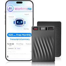 RECPoint AI 음성 녹음기 APP 제어 및 전사 요약 기능이 있는 노트 테이커 150개 언어 노이즈 캔슬링 64GB 메모리 회의 인터뷰 통화를 위한 포켓 프로 테이크 장치, Black