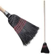 야외용 튼튼한 초록 플라스틱 롱 빗자루 학교청소 도로청소 농장, 1개