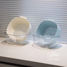 雙層瀝水收納籃 廚房萬用洗菜盆水果收納神器，雙層設計，食品級材質，加大容量, 1個, 白