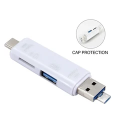 5-in-1 TYPE-C USB 3.0 다기능 카드 리더기 메모리 스틱 미니 외부 저장 장치 블랙 스트레치, 03 Card reader stretch, 01 China Mainland