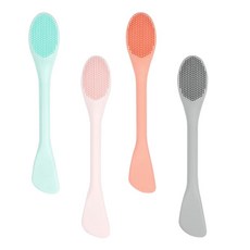 4팩 페이스 마스크 어플리케이터 및 스크러버 2 in 1 실리콘 페이셜 클렌징 브러시 얼굴 진흙용 도구 메이크업 스킨 케어 제거를 위한 각질 제거제 (핑크/라이트 핑크/스, 4팩 페이스 마스크 어플리케이터 & 스크러버, 2 in