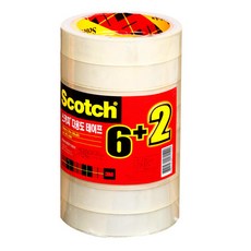 3M 스카치 투명테이프 리필 3인치 502-8R (18mmX20m 8롤) 6+2 기획팩, 1개