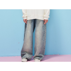 [에꼴리에] 25년 가을신상! #50%세일~ 워싱 애쉬블루진# 인기최고! 주니어 여아용! 넉넉한핏의 편안하며 워싱이 멋스럽고 코디가 쉬운 벌룬 세미와이드 워싱 애쉬 블루진