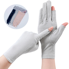 스윗콩 여성용 얇은 러닝 운전 스포츠 장갑 양손착용 세트, 그레이, 1세트