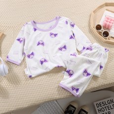 兒童睡衣男童夏季無骨家居服套裝男女童薄款卡通七分袖寶寶空調服