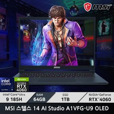 MSI 스텔스 14 AI Studio A1VFG-U9 OLED / +마우스증정, 14 AI Studio A1VFG, Free DOS, 64GB, 1TB, 블랙