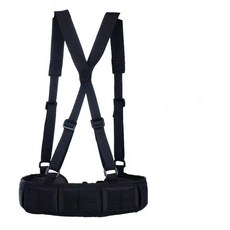 多功能戰術腰帶套裝 尼龍眼鏡蛇扣工作腰封 戶外軍迷登山野營裝備 960112, 黑色腰封背帶款, 1個