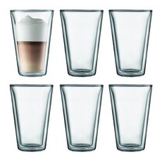Bodum Canteen 이중벽 단열 유리 382.7g(13온스) 크롬, 6 Count (Pack of 1)