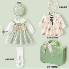 DFMEI 女寶寶連衣裙嬰兒春裝衣服週歲公主裙幼兒禮服女童春秋款洋氣裙子