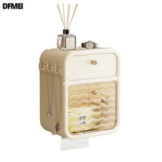 DFMEI 多功能紙巾盒 浴室防水壁掛式收納架, 1個, 奶油色:17.5*12.5*22cm