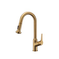 愛琴海廚房 美國霧面金色無鉛銅伸縮龍頭 加高圓弧復古鄉村風工業風PVD, 1個
