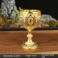 빈티지 성배 중세 잔 손으로 새겨진 금속 와인 유리 유럽 스타일 홈 바 Drinkware 식당 및 장식, 04 Gold