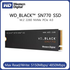 Western Digital WD BLACK SN770 NVMe SSD 2TB 1TB 500GB 250GB 내부 게임용 솔리드 스테이트 드라이브 Gen4 PCIe M2 2280 최대 5150 MBs, 2.5GB, 2.500GB