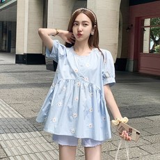 임부복 상의 봄 여름 임산부 패션 데일리 반팔 티셔츠 빅사이즈 여자 캐주얼 루즈핏 반팔티 WMY