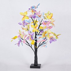 LED白樺樹彩蝶造型燈 聖誕節室內裝飾擺件燈, 黑樺樹蝴蝶花, 1個