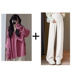 티류으스 임산부 가을 겨울 투피스 세트 데일리룩 임부복 상하의 편안한 의류 WY(1)