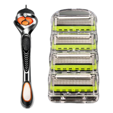 TOVLIVING 남성 5중 면도날 그린 리필4p+스윙면도기 질레트 호환용, 1개, 1개입