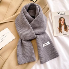 簡約圍巾 針織粗毛綫圍巾 女生冬季 素色薑黃色 韓版短小圍脖 加厚保暖 可愛少女 韓版 保暖百搭