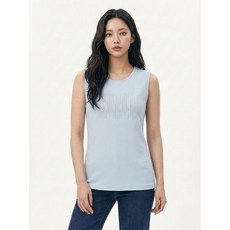 올리비아하슬러 블루 여성 비즈 민소매 티셔츠 OHCMTS907