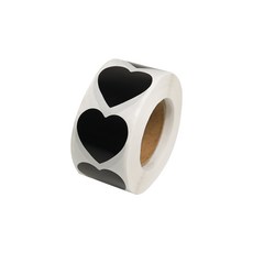디어플레이스 컬러 롤스티커 500매 2.5cm, 1롤, #08.하트_블랙