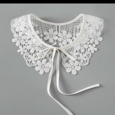百搭假領DIY手工蕾絲自縫女衣領花邊輔料，自製減齡娃娃領，多款韓版蕾絲花邊可選, 梅花對領白色系帶款 領圍約50厘米, 1個