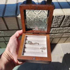 復古海棠壓花玻璃飾品收納盒, 1個, Brown