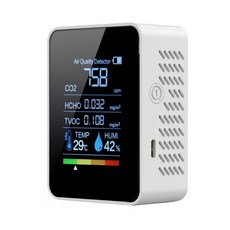 5in1 공기질 측정기 - CO2 포름알데히드 HCHO TVOC 온습도 - 충전식 실내 공기 모니터, 1개 1개