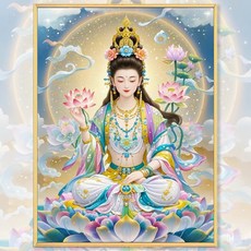 불교 DIY 보석 십자수 캔버스형 40×50cm 무테, 대자대비 관세음보살님, 1개