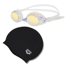 실리콘 수모 01플레인 미러 수경 SGT-601M 2종 세트, 01플레인_블랙+SGT-601M_클리어, 1개