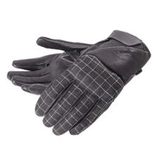 DEGNER FRTG-55 女版 格紋皮革騎士手套, 黑黑