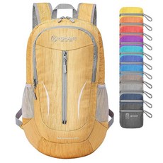 ZOMAKE 25L 초경량 패커블 백팩 접이식 하이킹 백팩 방수 소형 접이식 데이팩(블랙), 머디 옐로우, 1개