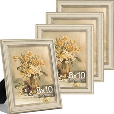 Vittanly27.9x35.6cm11x14인치사진액자4개세트 벽마운트용빈티지사진프레임 매트포함디스플레이20.3x25.4cm8x10인치사진또는매트없음 27.9120922, 8x10, 러스틱 화이트
