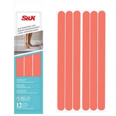S&X 미끄럼 방지 목욕 스티커 거친 질감의 트레드 1.9cm(0.75인치) x 27.9cm(11인치) 팩당 스트립 12개(장미색), S&X 미끄럼 방지 목욕 스티커, 거친 질감의 트레드,
