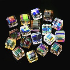 8MM 크리스탈 큐브 비즈 용품 AB 공예 만들기 목걸이 쥬얼리 스페이서 광장 팔찌 DIY 이는 반짝 컬러 유리