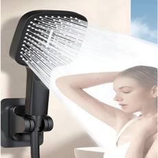 대형 3단 폭풍수압 멀티 욕실 샤워기 헤드, 다크블랙, 1개