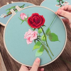 薩曼莎 刺繡DIY材料包, 1個, 【薩曼莎1+帶全套工具包】+仿竹繡繃