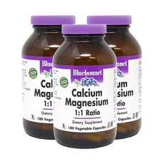 Bluebonnet 鈣鎂植物膠囊 無麩質 無糖, 180顆, 3罐