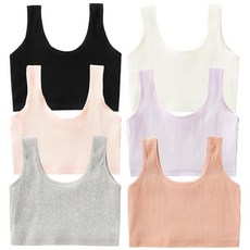 GAOIYO 여아용 트레이닝 브라 면 스트레치 심리스 스포츠 브라 블랙 화이트 그레이 핑크 라이트 그레이 피부톤