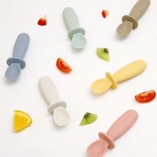 에디슨 스스로 실리콘 이유식 스푼, [핑크], 1개