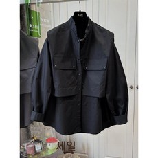 150 kg가을과 겨울 와이드 플러스 사이즈 페이크 2 멀티 포켓 베스트 패치워크 셔츠 남녀 커플 스탠드 칼라 재킷