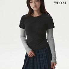 [백화점 홈쇼핑 정품] 후아유 여성 Long Sleeve Layered T-Shirt (티셔츠) WHLAG2384F