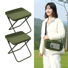 하우모어 1+1 휴대용 접이식 의자 초경량 대형 120kg 하중, 2개, 카키