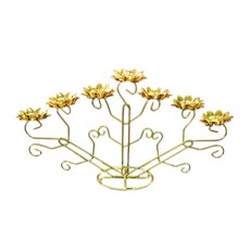 高級不銹鋼雙片盒花七彩祥雲七星酥油燈座，精緻供佛燈具，適用於宗教場所及居家，提升莊嚴氛圍, 1個