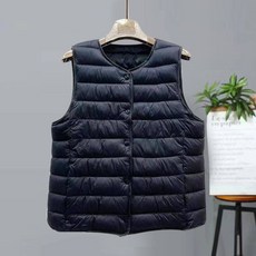 내피 조끼 방한 운 경량 칼라리스 짧은 여성 스타일 내부 자켓 넥 코튼 겨울 가 라