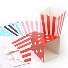 비워크 접이식 사각 종이 팝콘컵 파티종이컵 파티용품 꼬깔종이컵 일회용컵, 줄무늬