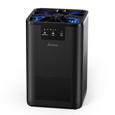 AROEVE MK06 침실용 공기 청정기 아로마테라피 기능 포함 반려동물 연기 꽃가루 비듬 머리 냄새 20dB 공기 청정기 침실 사무실 거실용 - 블랙(캘리포니아에서 사, Black