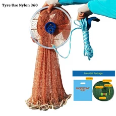 XC LOHAS 2.4M-7.2M 소형 메쉬 미국 핸드 캐스트 낚시 통발 어망 투망 뜰채 핸드 스로우 캐스트 네트워크, 싱커 포함 240cm