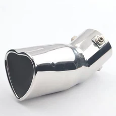 [호환제품] 하트 모양 배기 시스템 63cm 스테인레스 카본 팁 소음기 테일 파이프 튜브 개조, 09 silver bent