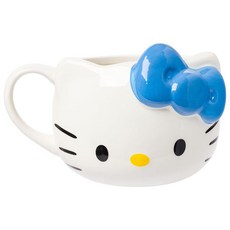 Silver Buffalo Sanrio 헬로 키티 핑크 페이스 앤 보우 세라믹 3D 조각 머그 591.5ml(20온스), Hello Kitty Blue Bow